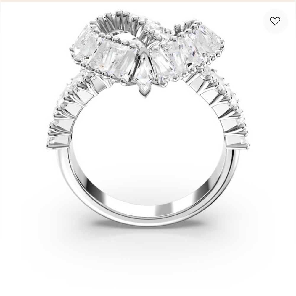 Swarovski Matrix Crystal Heart Ring, Mixed Cuts, Rhodium Plated - Picture 16 of 17